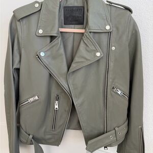 All Saints olive green leather jacket